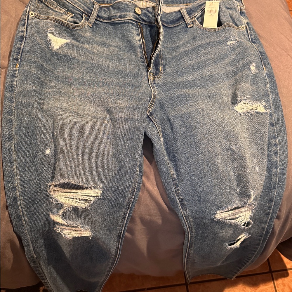 Distressed Blue Jeans